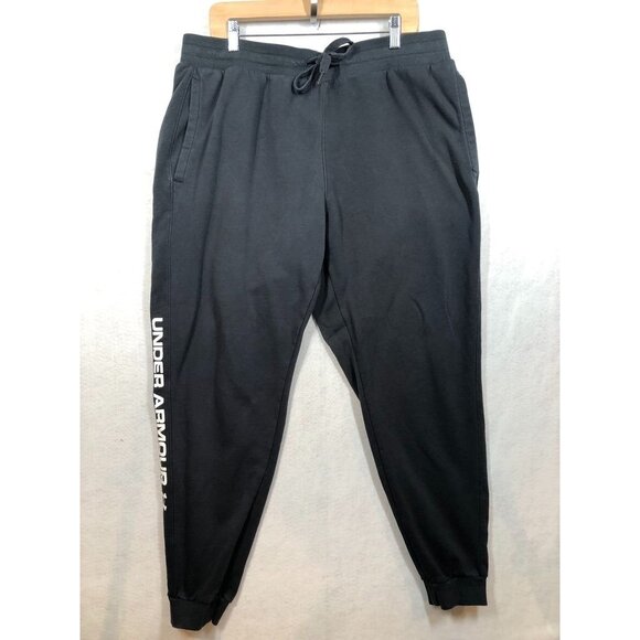 Under Armour Jogger Sweatpants Black Fleece Lined Athletic Gym Logo Men's XXL - Picture 1 of 6